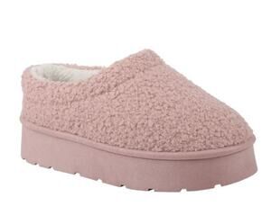 New Love 83 Pink Big Girls Teddy Sherpa Scuff Platform Slipper Size 3